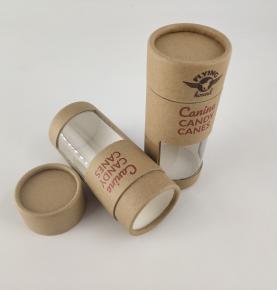 Customizable Size Kraft Paper Tube Round Candy Canes Packaging Cylinder Box With Window