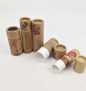 Manufacturer 0.5oz Lip Balm Tubes Sticks Container Push Up Kraft Cardboard Paper Tube Round Box Packaging