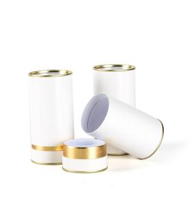 Custom Perfume Fragrance Cylinder Tube Bottle Cardboard Packaging Box With Golden Line