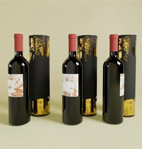 Custom Cardboard Gift Black Tube Boxes with Metal Base for Wine Bottles