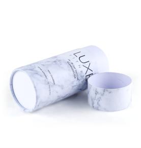 Marble Pattern Cardboard Cylinder Biodegradable Round Paper Boxes For Tea Food Packaging