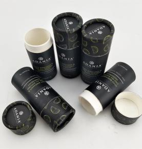 Biodegradable Lip Balm Deodorant ODM Black Cardboard Paper Tube Packaging