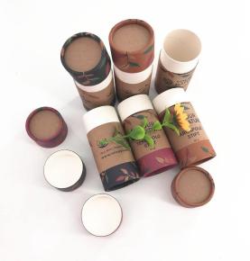 Customized Round Paper Packaging Cylinder Lip Balm Packaging Deodorant Kraft Tubes