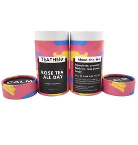 Luxury Rose Tea Coffee Packaging Cardboard Tubes With Foil Lining